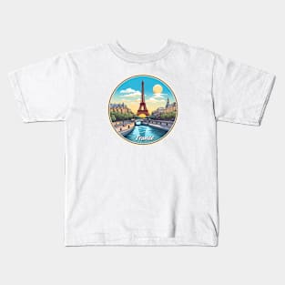 Seal of France, Eiffel Tower, River Seine Kids T-Shirt